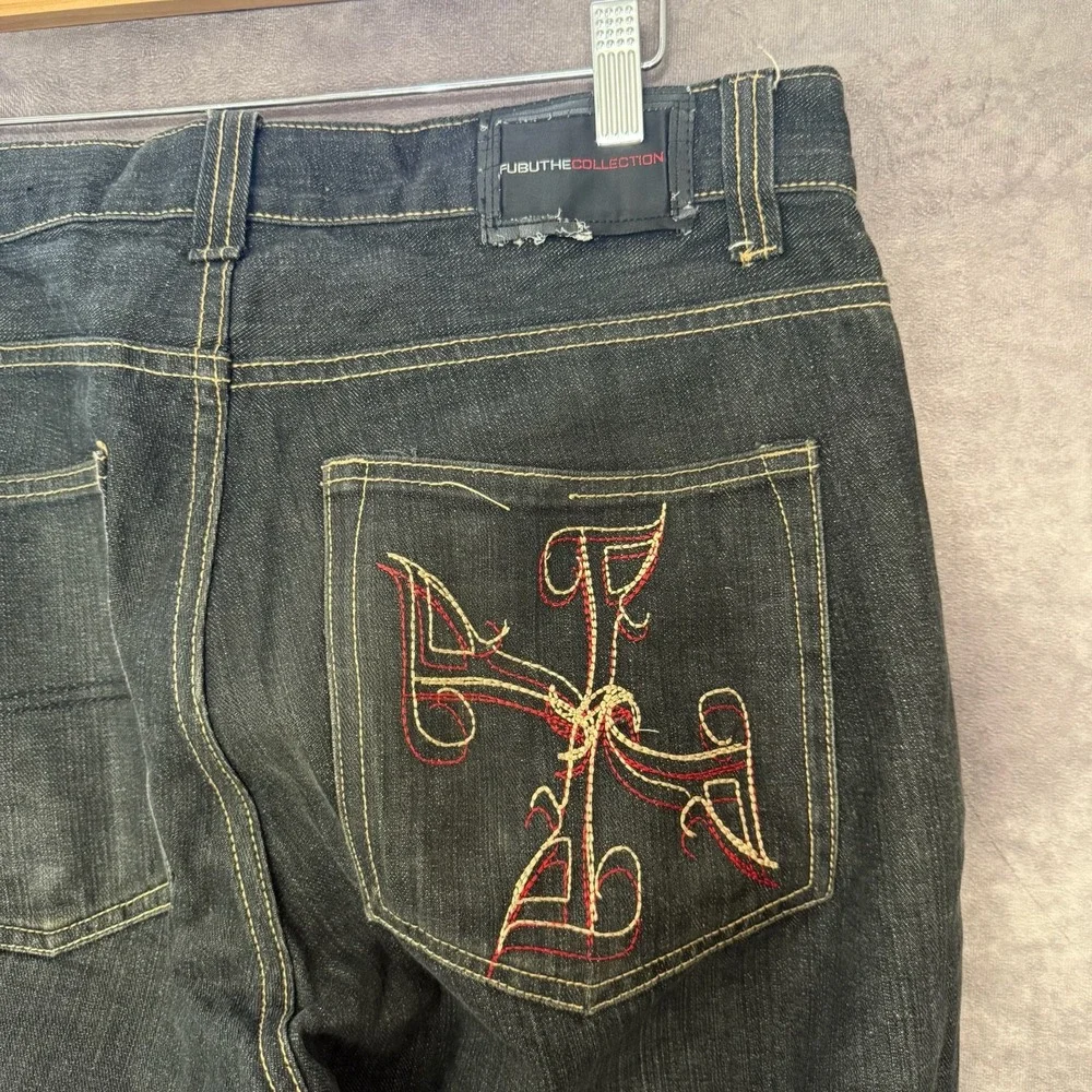 Vintage Y2K Fubu‎ The Collection Baggy Wide Leg Skater Jeans Men Size 34x32